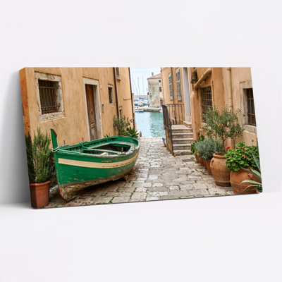 Mediterranean Alley Canvas Wall Art Oil Painting Print Set Of 1