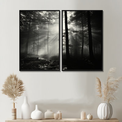 Black And White Forest Silence Photography I - Forest Oversized Canvas Wall Art