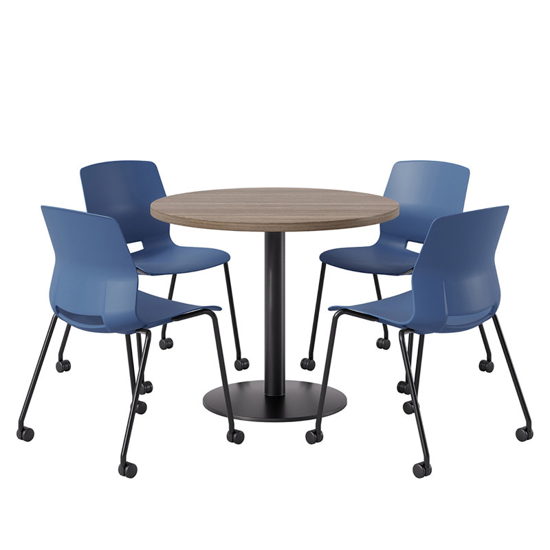 Ensemble repas pour quatre personnes, Teck studio, Bleu marine / Noir, H 29 po x L 36 po x l 36 po