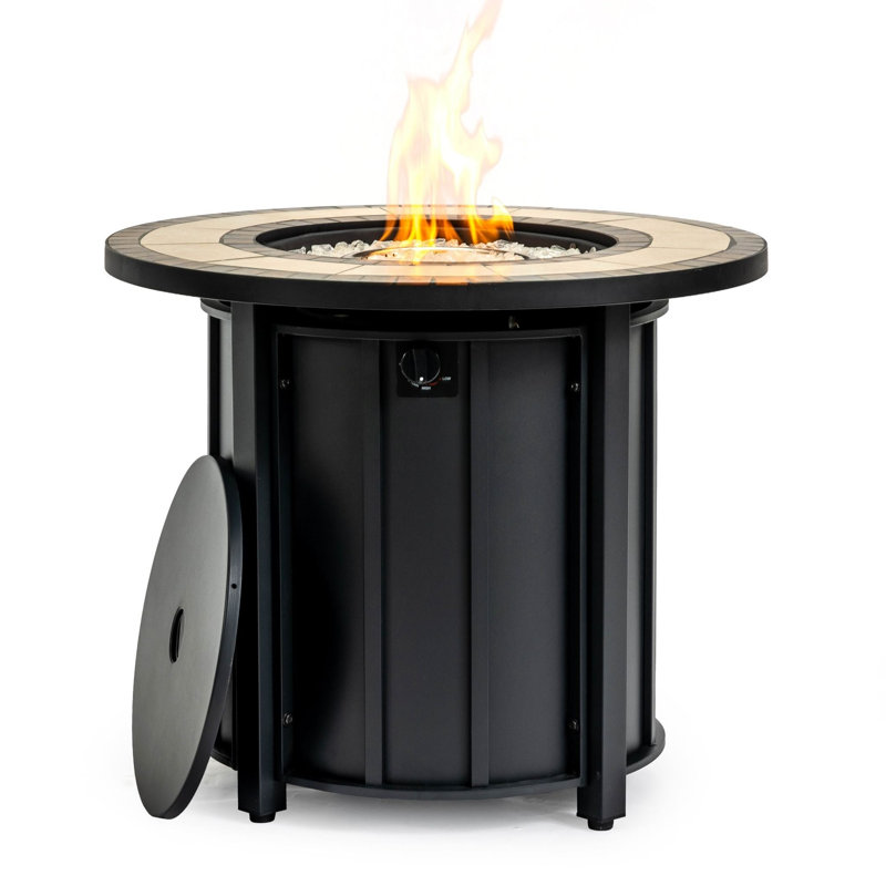 Table brasero ronde de 76 cm (30 po) avec chauffage au propane pour terrasse, 50 000 BTU