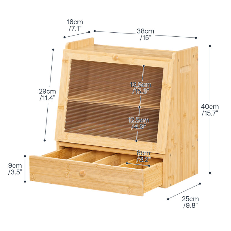 Bamboo Bread Box With Drawer
