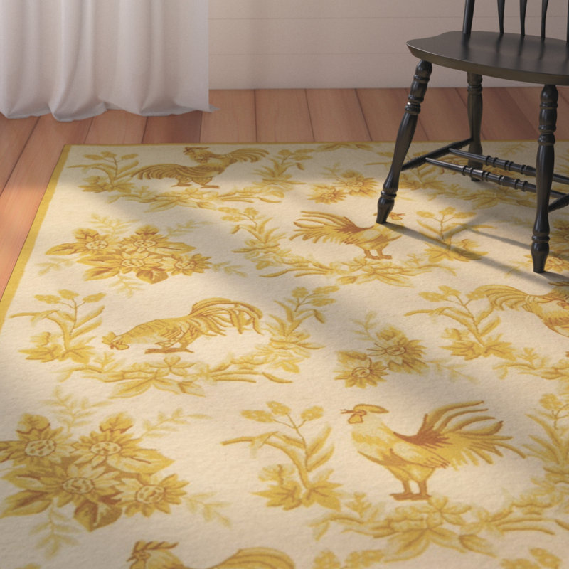 Kinchen Hand Hooked Wool Pile Abstract Rug, Rectangle 3'9" x 5'9"