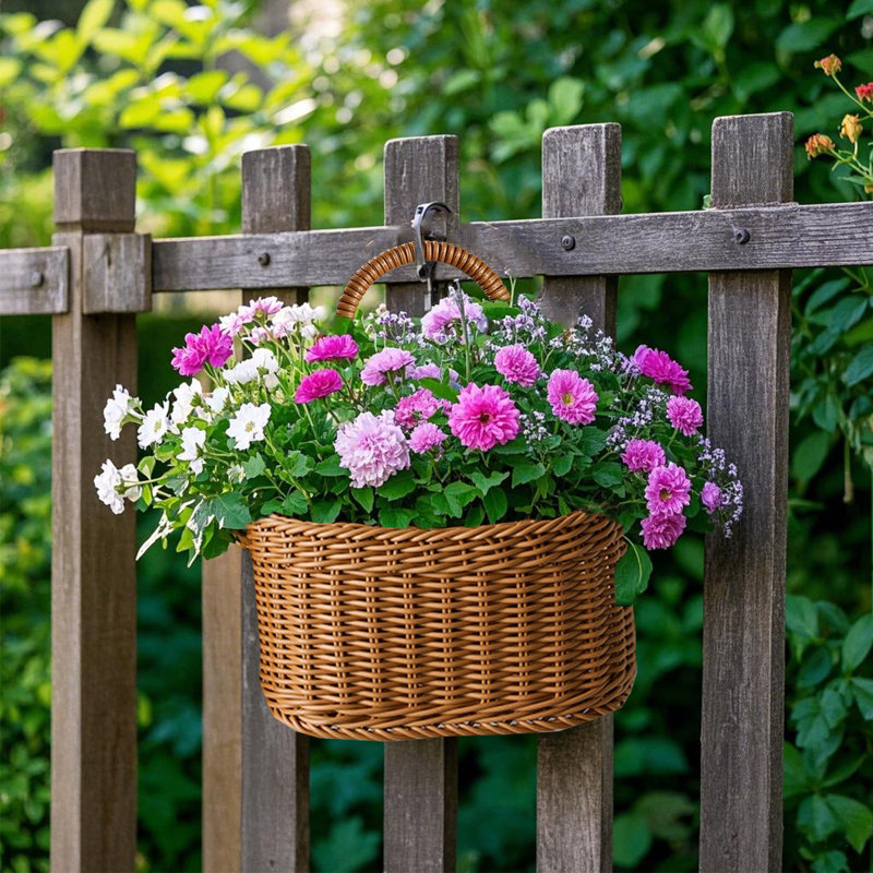 Ensemble de 1 panier suspendu fait à la main pour fleurs Décoration murale rustique pour fleurs et plantes, Marron foncé