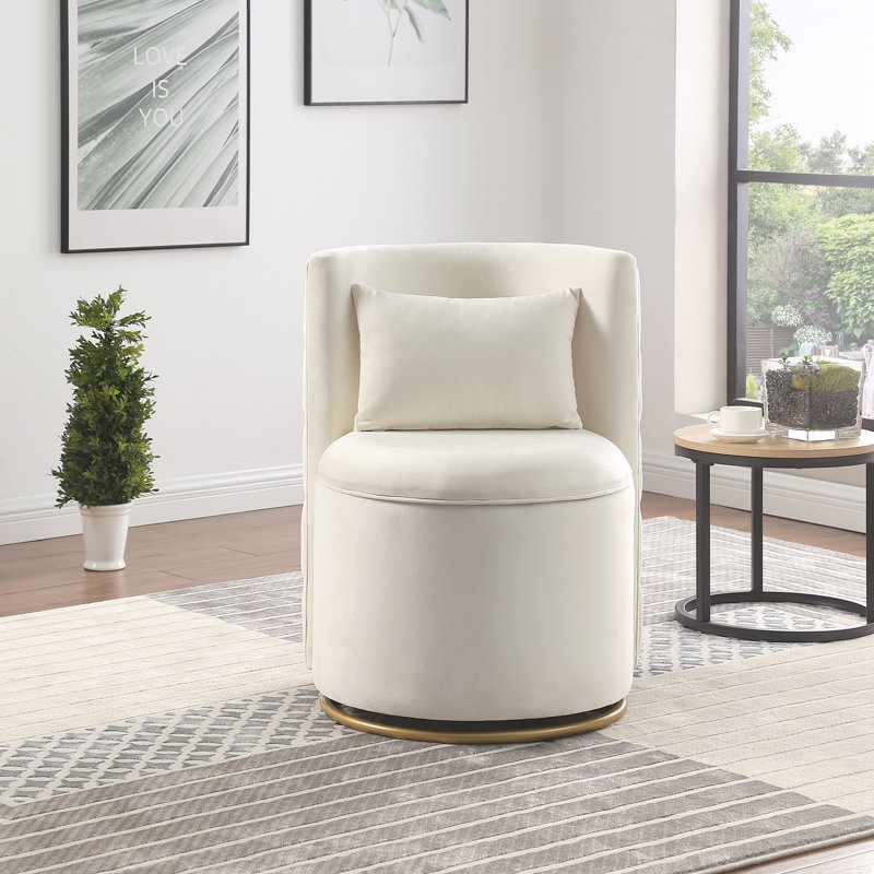 Fauteuil d'appoint pivotant à 360 ° avec fonction de rangement, Blanc