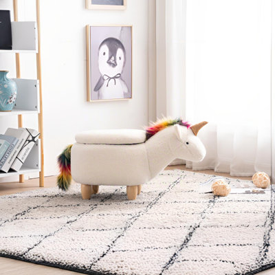 Upholstered Faux Fur Footstool