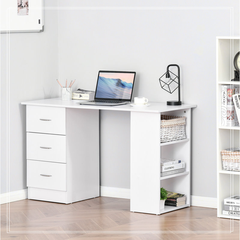 47" Modern Home Office Computer Desk Bookcase Combo Writing Table Workstation with 3 Drawer