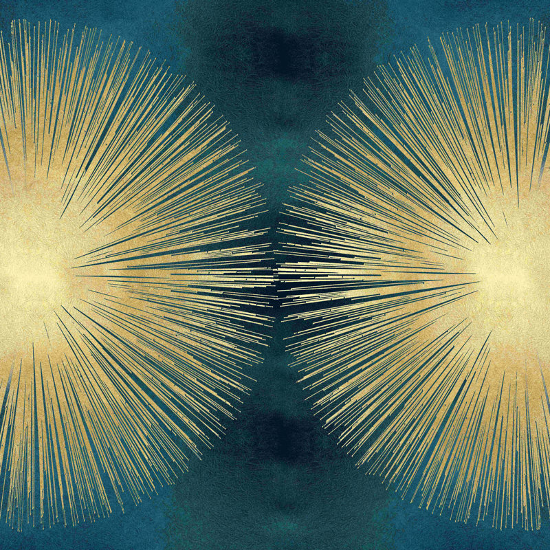 Sunburst Gold On Teal Ii - impression sur toile tendue, H 36 po x l 36 po