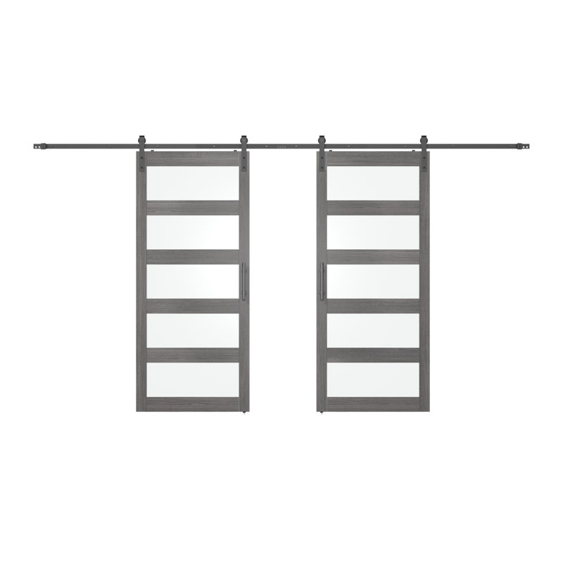 Porte de grange double 84 po, 60 po x 84 po, Gris
