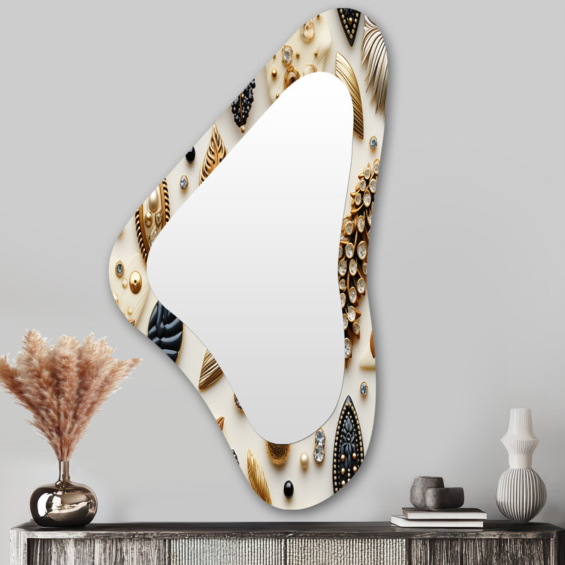 Battershell Boho Chic Botanical Stone - miroir mural décoratif asymétrique Boho