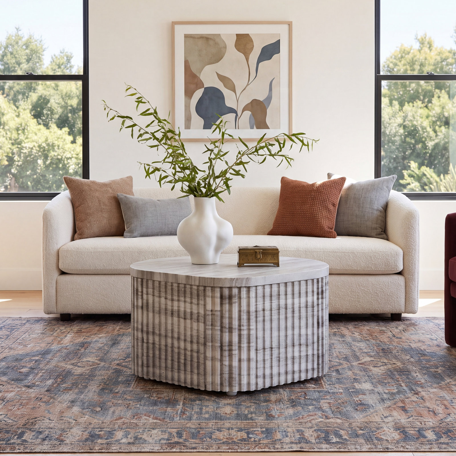 16" Square Genuine Marble Coffee Table