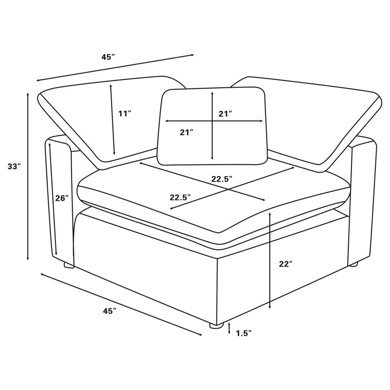 Canapé modulaire rembourré 5 pièces Beatriz, Ivoire Boucle