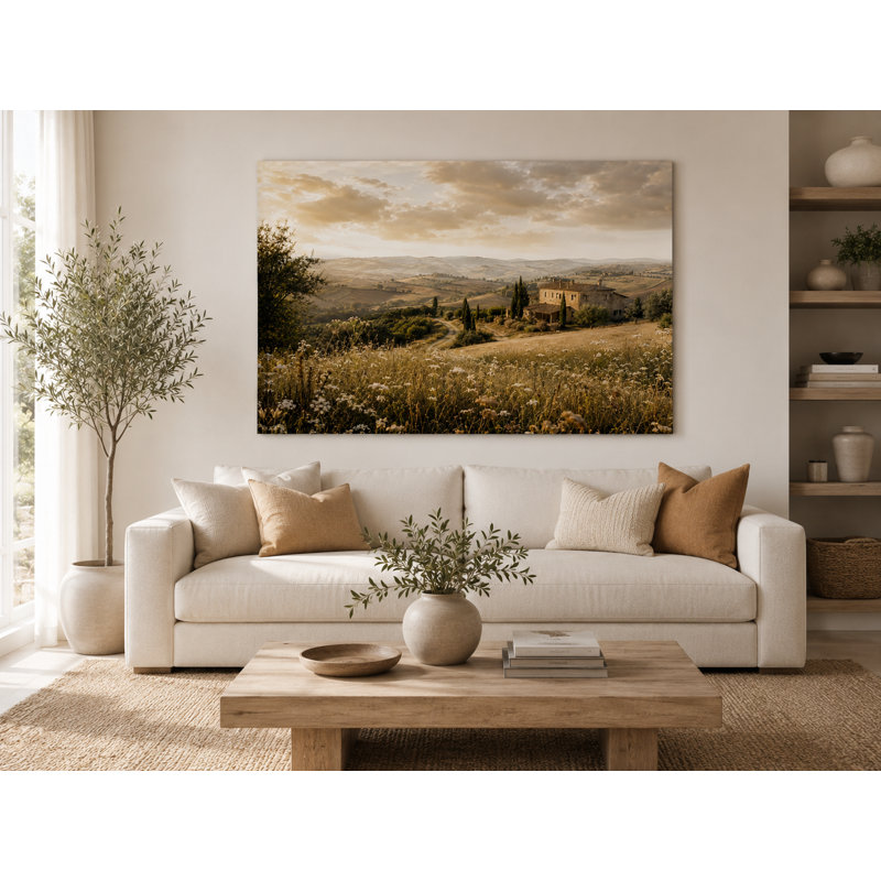 «Tuscan Hillside Retreat», campagne, impression giclée sur toile tendue, 36"H x 48"W x 1.5"D