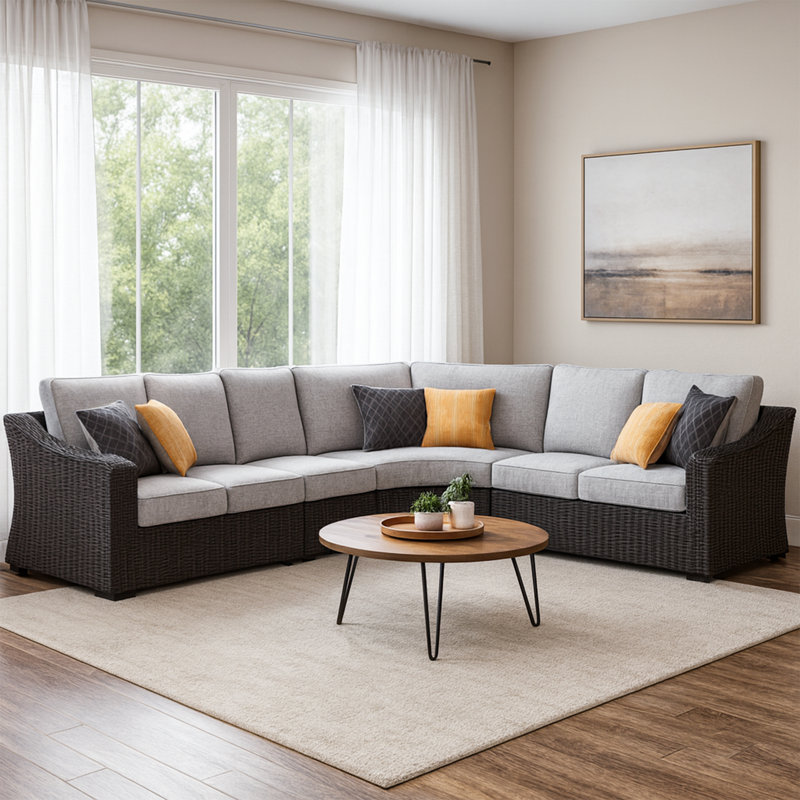 Hettie 4-Piece Outdoor Sectional, Right Hand Facing, 4