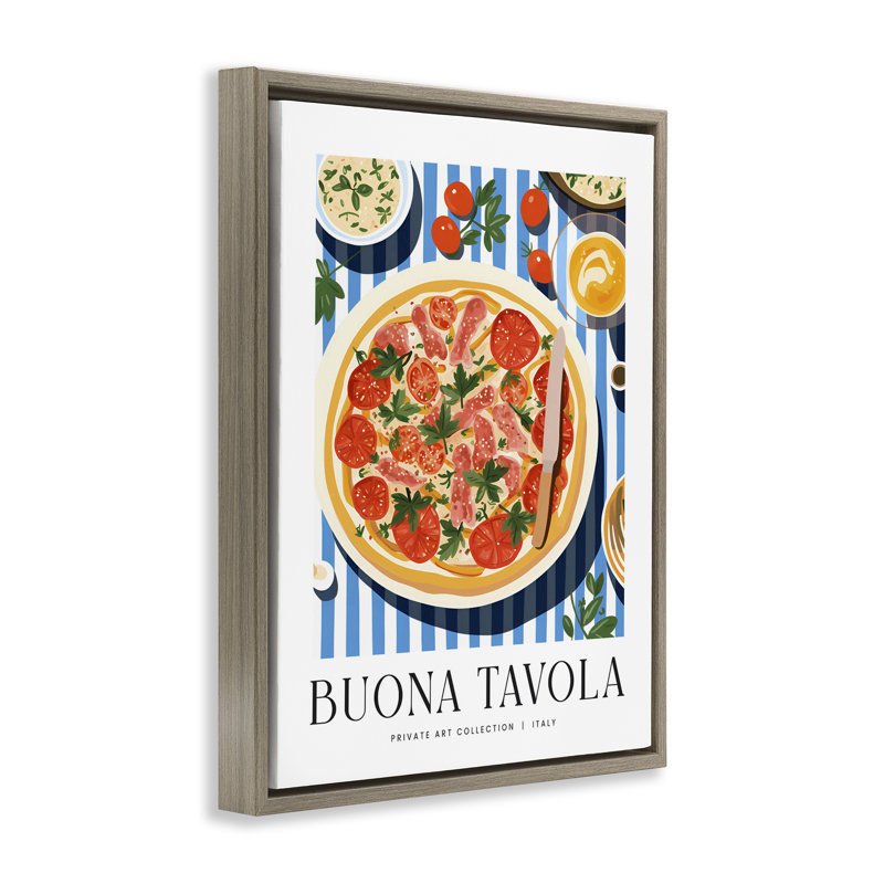 Art mural Buona Tavola, H 21 po x l 17 po, Cadre flottant orme Montalcino