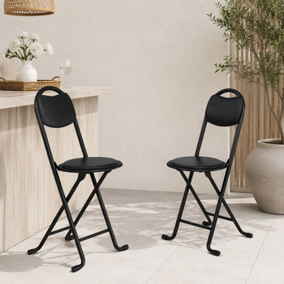 Tabouret pliant 2 pièces avec dossier, tabouret pliant rembourré et rembourré, chaises pliantes portatives pour la cuisine à l'intérieur et à l'extérieur