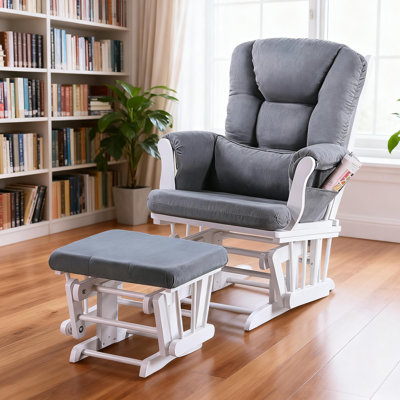 Fauteuil coulissant gris foncé en microfibre avec repose-pieds et poche latérale - mouvement pivotant en douceur pour une détente ultime