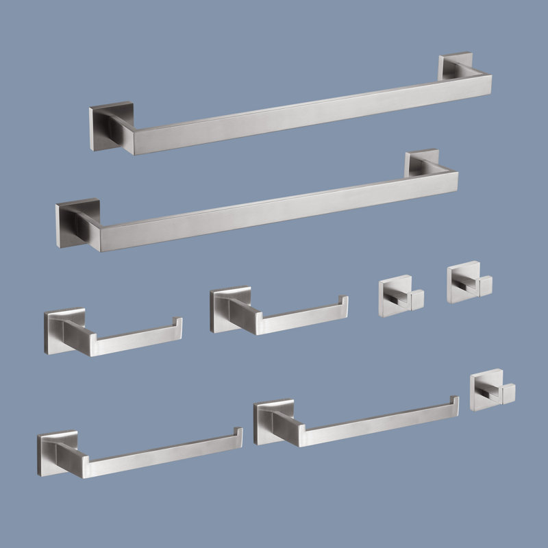 Ensemble de quincaillerie de salle de bain 9 pièces, Nickel brossé
