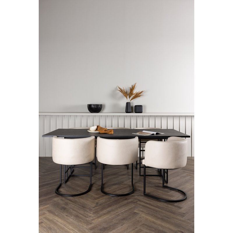 Darlaine 6 - Person Dining Set, Beige, Beige, Black