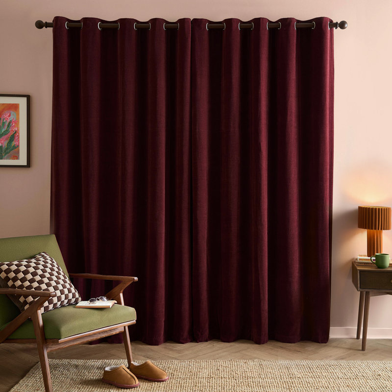 Soft Chenille Blackout Curtain Panel Pair, 229 cm Width x 183 cm Drop