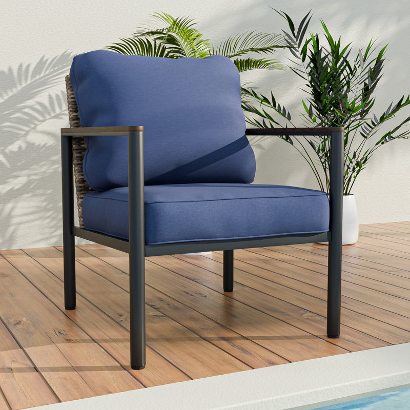 Patio Lounge Chairs with Cushions, Blue