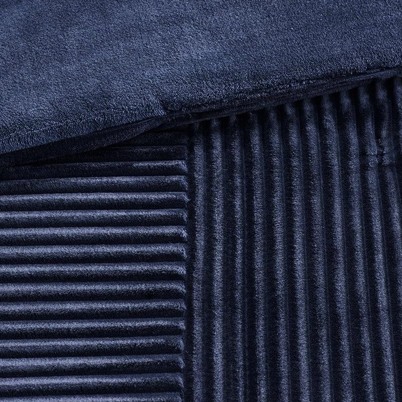 Navy Comforter For Full/queen - Down Alternative, Ribbed Front, Solid Back, Machine Washable, With 1 And 2 Shams , Surface, Reverse, &