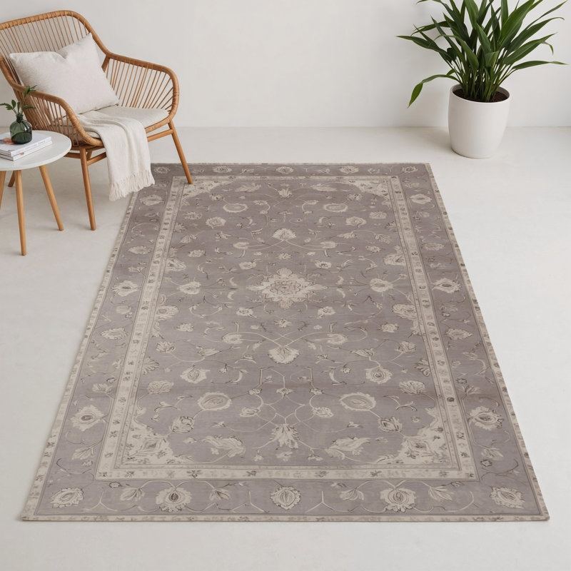 Tapis gris d'intérieur et d'extérieur Tabriz, Rectangulaire 3 pi x 5 pi