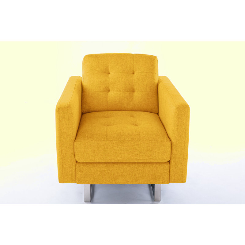 Upholstered Armchair, Yellow Linen