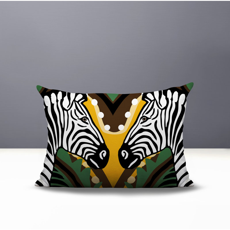 Kondy Zebra Reversible Indoor/Outdoor Rectangle Pillow, 18" H x 25" W, Yellow