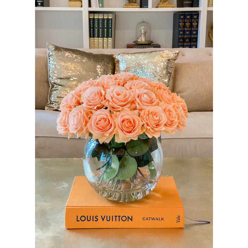 Rose Faux Floral in Vase, Orange