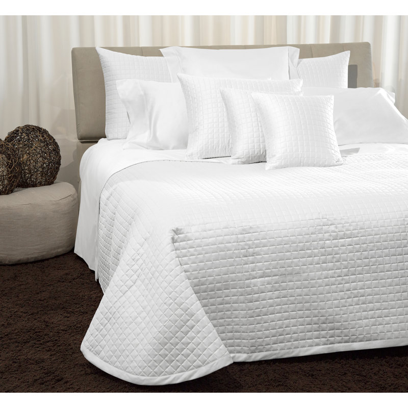 Masaccio Sateen Coverlet, King Coverlet, White