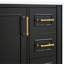 Ensemble de meuble-lavabo traditionnel noir de 30 po avec trois tiroirs, portes à fermeture douce et longues poignées en métal doré - pour les petites salles de bain-1003239295