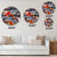 Flamant rose et fleurs exotiques oranges - Horloge murale à motifs-1158548183