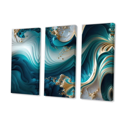 «Abstract Geode Turquoise III», impression sur toile tendue 3 pièces