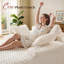 Méridienne 67 po avec accoudoirs et coussins décoratifs en fausse fourrure, canapé-lit sans assemblage pour salon ou appartement, blanc-1246904525