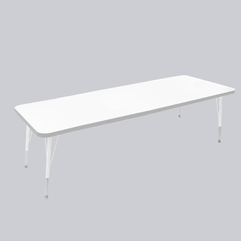Table rectangulaire d'activités thermofusionnées avec pieds réglables et pivotants standard, H 30 po x l 30 po x P 72 po
