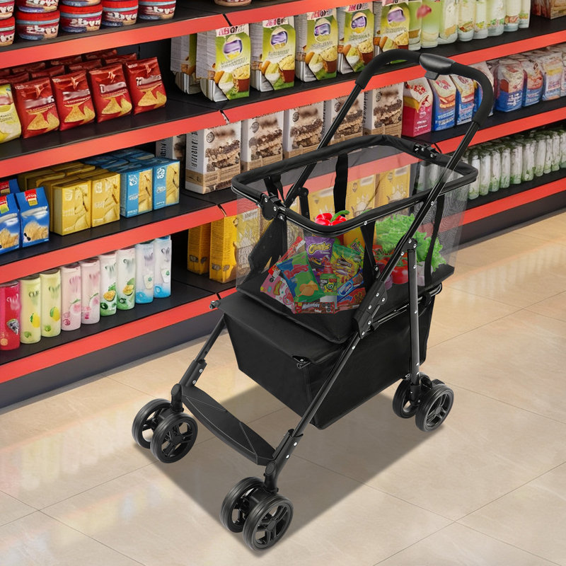 Chariot de magasinage pliable à 2 niveaux