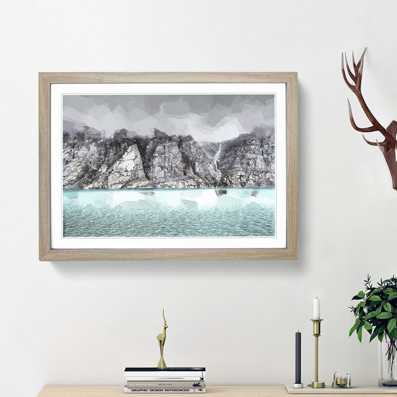 Fog over Baffin Island in Canada in Abstract - Picture Frame Graphic Art Print, 36cm H x 48cm W x 2cm D, Oak Framed