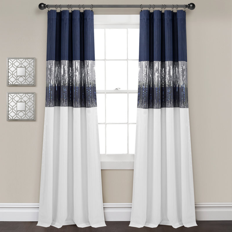 Night Sky Blackout Curtain Single Panel, Navy/White