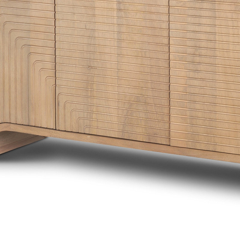72" Brown Solid Wood Sideboard Soft Close with Four Doors