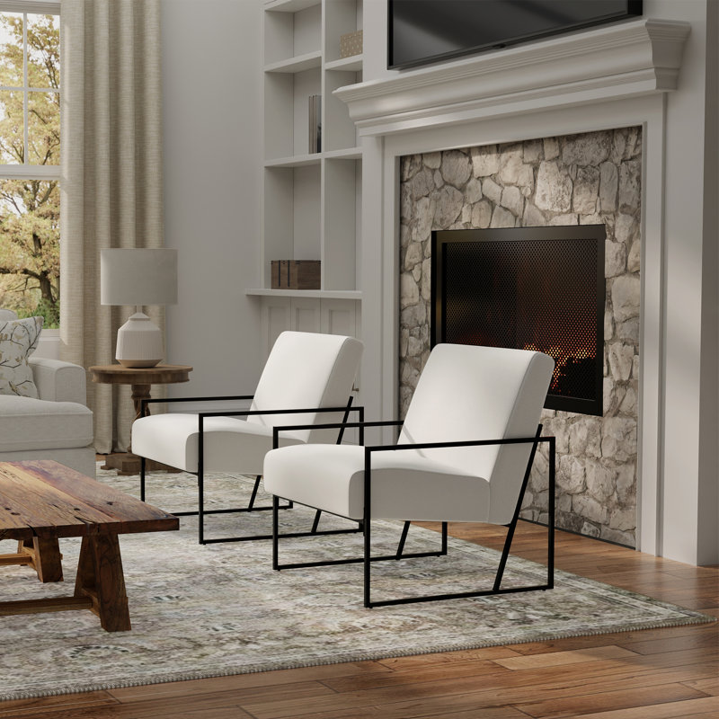 Fauteuil Ricci, Tissu crème en polyester
