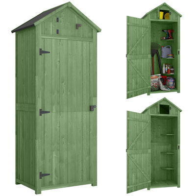 Remise de jardin 30 po x 21 po x 71 po, remise à outils avec tablettes, vert