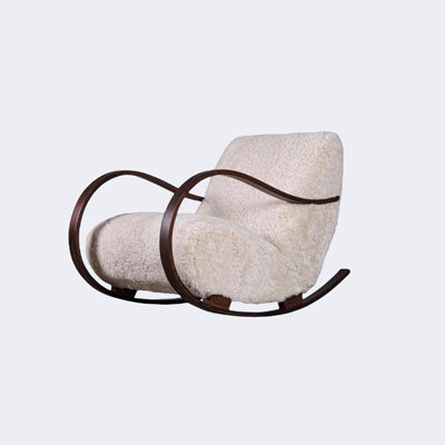 French Retro Solid Wood Rocking Chair Casual Solid Wood Rocking Chair