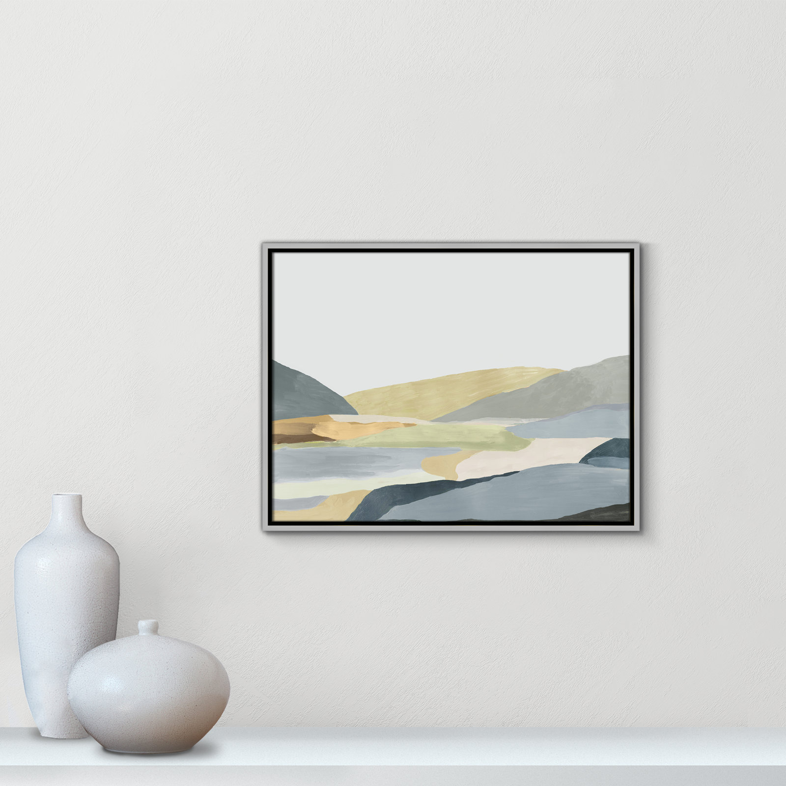 Blair "Warm Hills II" Painting, 19.5" H x 25.5" W x 2" D, Silver Canvas