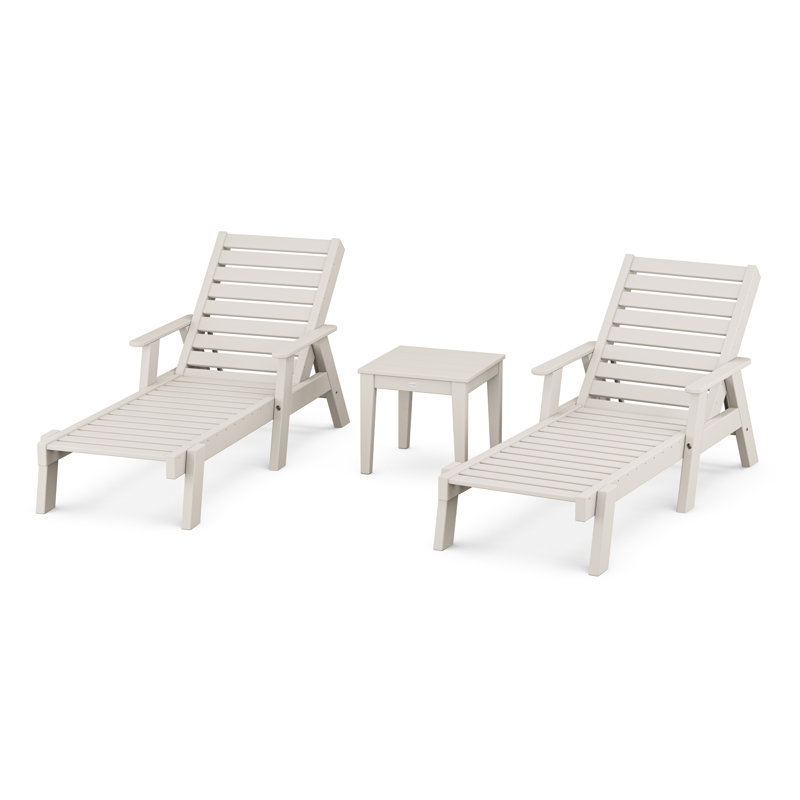 POLYWOOD Captain Outdoor Chaise Lounge with Table, Sand