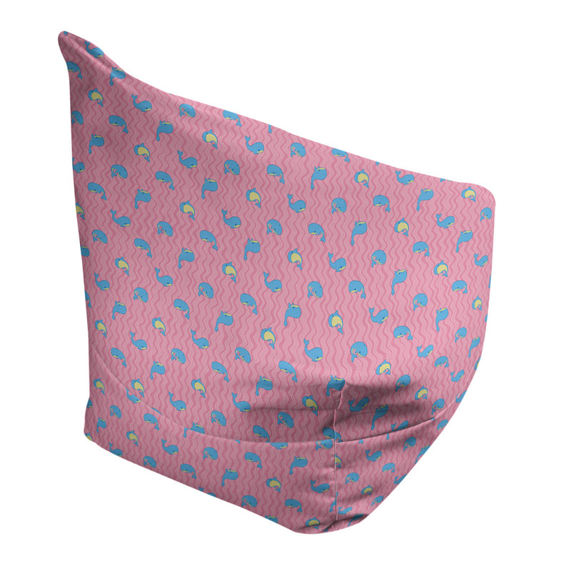 Sac de pois Kitterman, H 38 po x l 42 po x P 29 po, Pouf fauteuil, Mélange de polyester rosé / bleu