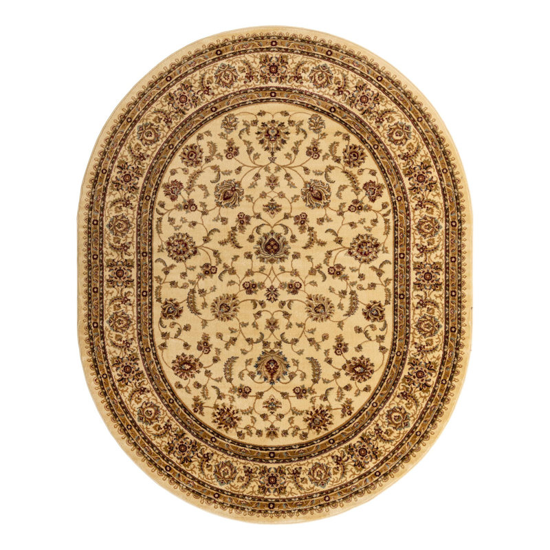 Tapis oriental Niles, Crème, Ovale 7 pi 10 po x 10 pi