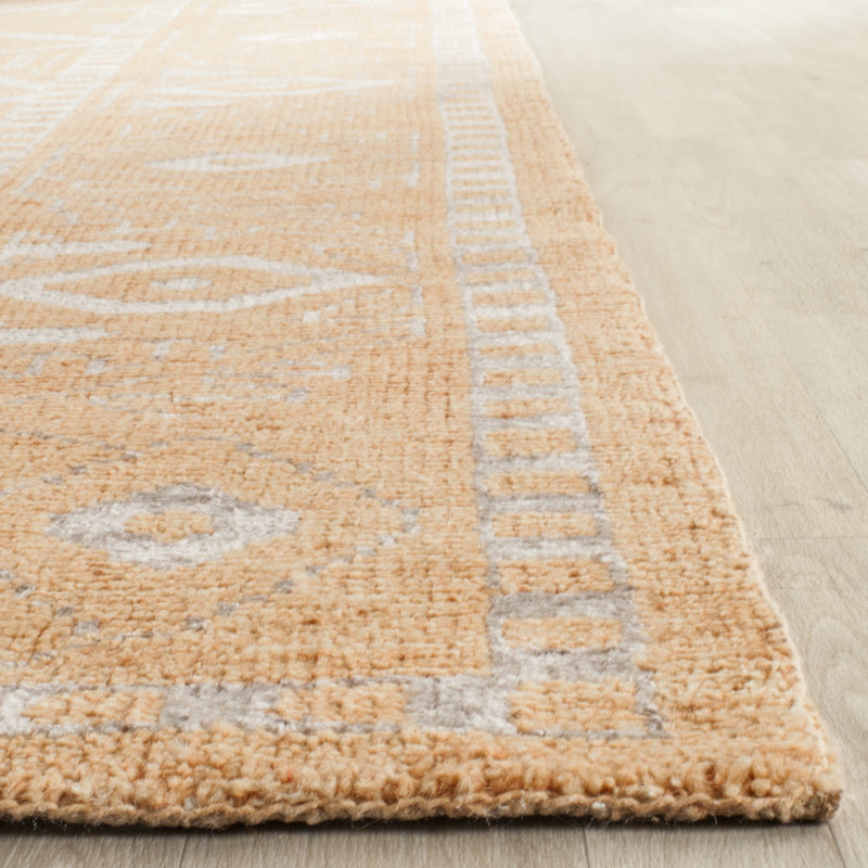 Brownsburg Hand Knotted Wool/Viscose Oriental Rug in Brown/Silver, Rectangle 4' x 6'