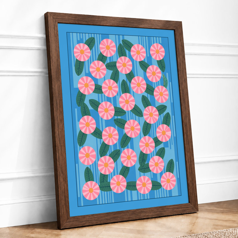 Carnation Garden Botanical - Framed Print, A2 - 59.4 x 42.0 cm, Walnut