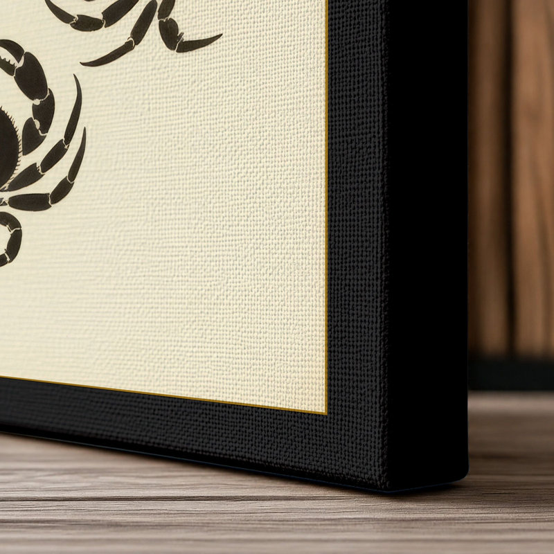 Four Crabs Japandi - Wrapped Canvas, 18x12 - 45.7 x 30.5 cm, Black Border