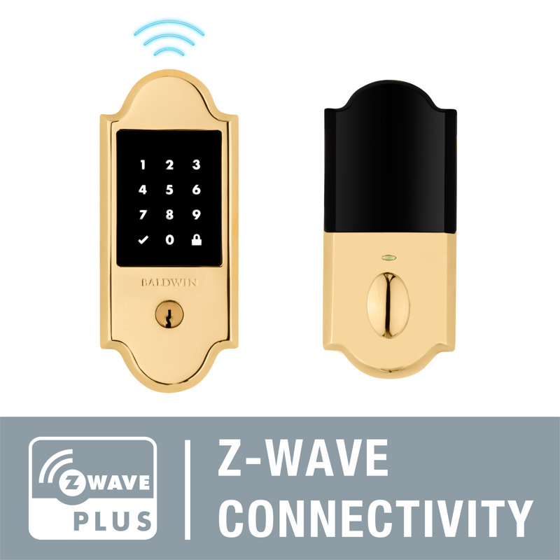 Single Cylinder Smart Deadbolt Z-Wave Technology, Polished Brass